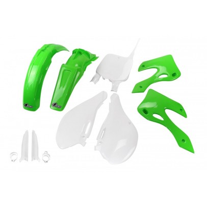 Kit complet plastice UFO (FULL KIT) KAWASAKI KX 125 / 250 '99-'02 culoare OEM (Verde/Alb) (KA200E999)