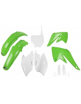 Kit complet plastice UFO (FULL KIT) KAWASAKI KXF 250 '04-'05 culoare OEM (Verde/Alb) (KA203E999)