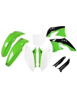 Kit complet plastice UFO (FULL KIT) KAWASAKI KXF 450 '09-'11 culoare OEM '10-'11 (Verde/Alb/Negru) (KA216E999)