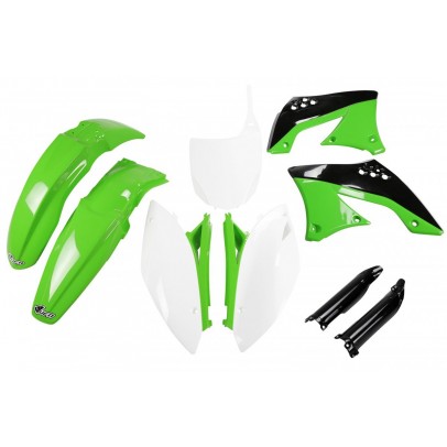 Kit complet plastice UFO (FULL KIT) KAWASAKI KXF 450 '09-'11 culoare OEM '10-'11 (Verde/Alb/Negru) (KA216E999)