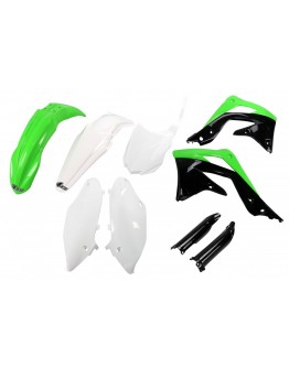 Kit complet plastice UFO (FULL KIT) KAWASAKI KXF 450 '13-'15 culoare OEM (Verde/Alb/Negru) (KA220E999)