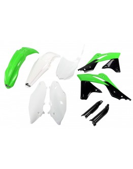 Kit complet plastice UFO (FULL KIT) KAWASAKI KXF 250 '13-'16 culoare OEM '14-'15 (Verde/Alb/Negru) (KA221E999)