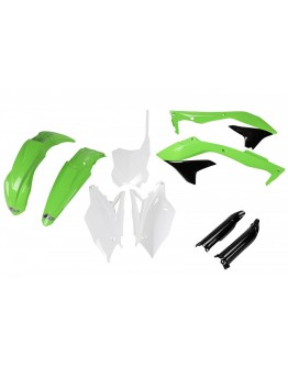 Kit complet plastice UFO (FULL KIT) KAWASAKI KXF 450 '16-'17 culoare OEM (Verde/Alb/Negru) (KA223E999)