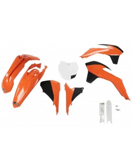 Kit complet plastice UFO (FULL KIT) KTM SX/SXF '13-'15, SX 250 '16, culoare OEM '13-'14 (Portocaliu/Negru/Alb) (KT515E999)