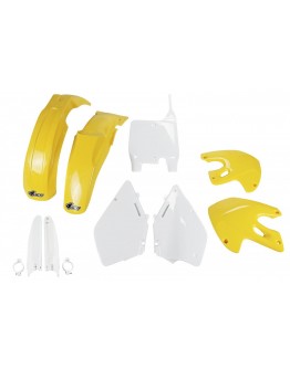 Kit complet plastice UFO (FULL KIT) SUZUKI RM 125 / 250 '99-'00 culoare OEM (Alb/Galben) (SU400E999)