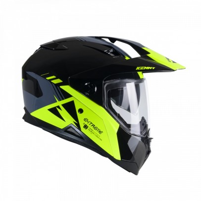 Casca Dual Adventure Kenny Racing Extreme Graphic - Negru/Gri/Galben fluo