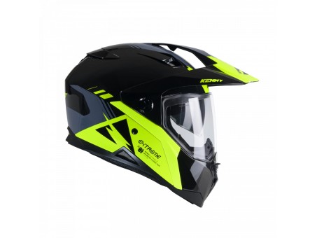 Casca Dual Adventure Kenny Racing Extreme Graphic - Negru/Gri/Galben fluo