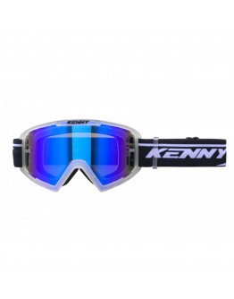 Ochelari Off Road Kenny Racing Track+Clear Crystal - Negru,Alb cu lentila albastra