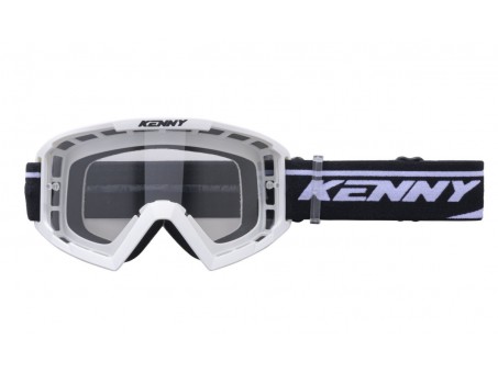 Ochelari Off Road Kenny Racing Track White- Alb/Negru cu lentila transparenta