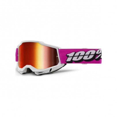 Ochelari Off Road 100% Accuri 2 Roy cu lentila oglinda - Alb/Roz/Rosu