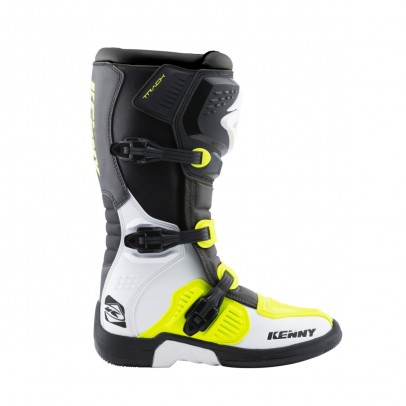 Cizme Kenny Racing Cross/Enduro Model Track - Negru/Alb/Galben fluo