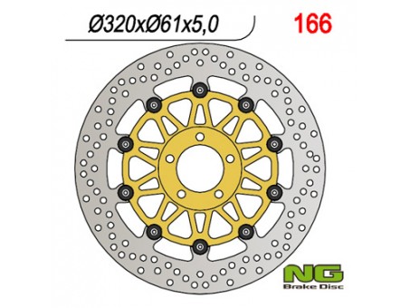 Disc frana fata NG -  KAWASAKI VN 1500 MEAN STREAK - '02-'04, VN 1600 MEAN STREAK - '04-'08, ZX-12R/ZX-7R '00-04, ZZR1000 '93-01 (320X61X5MM) (5X10,5MM) WAVE flotant