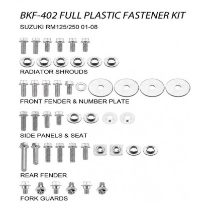 Set suruburi carena SUZUKI RM 125/250 '01-08 (BKF-402)