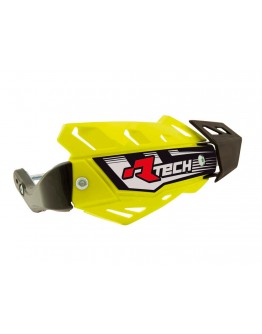 Handguard Racetech (RTech) FLX ATV/Quad Cu 3 Tipuri de Prindere pe Ghidon - Galben fluo