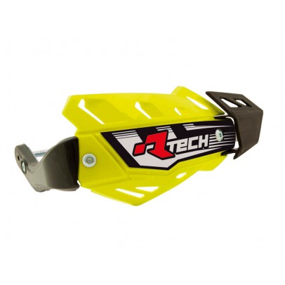 Handguard Racetech (RTech) FLX ATV/Quad Cu 3 Tipuri de Prindere pe Ghidon - Galben fluo