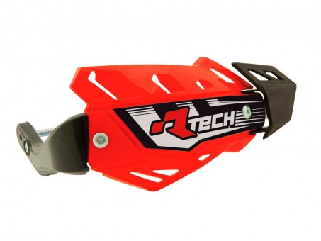 Handguard Racetech (RTech) FLX ATV/Quad Cu 3 Tipuri de Prindere pe Ghidon - Rosu