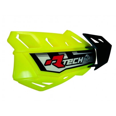 Set Handguard Racetech (RTech) FLX Cross/Enduro Cu 2 Tipuri de Prindere pe Ghidon/Mansoane - Galben fluo