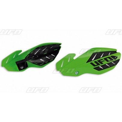 Handguard UFO FLAME KAWASAKI KXF 250/450 '13-'17, culoare Verde/Negru (kit montaj inclus)