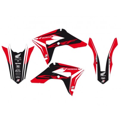 Kit grafic BLACKBIRD + husă șa HONDA CRF 250R '18-'21, CRF 450R '17-'20, CRF 450X '17-'24 DREAM 4 culoare Rosu Negru