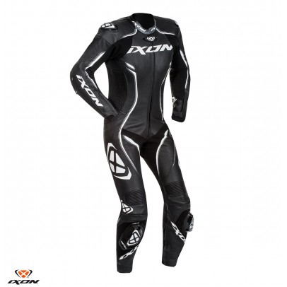 Costum (combinezon) motociclete femei piele Ixon vara model Vortex Lady LS: Negru/Alb