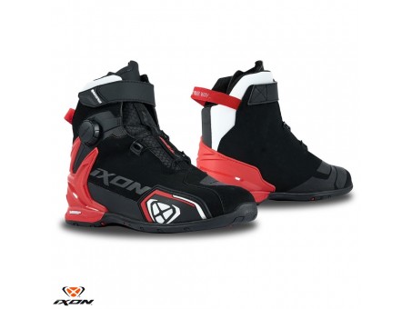 Ghete moto Roadster barbati All Season Ixon model Bull 2 WP MS - Negru/Alb/Rosu (100% waterproof)