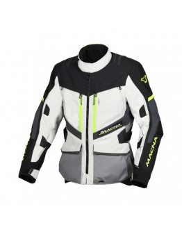 Geaca textil impermeabila touring/adventure MACNA DOMANE - Gri deschis/Gri inchis/Galben Fluo