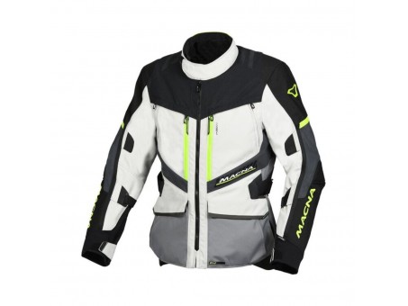 Geaca textil impermeabila touring/adventure MACNA DOMANE - Gri deschis/Gri inchis/Galben Fluo