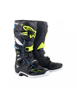 Cizme cross-enduro ALPINESTARS TECH 7 BOOT - Negru/Alb emailat/Albastru/Galben fluo