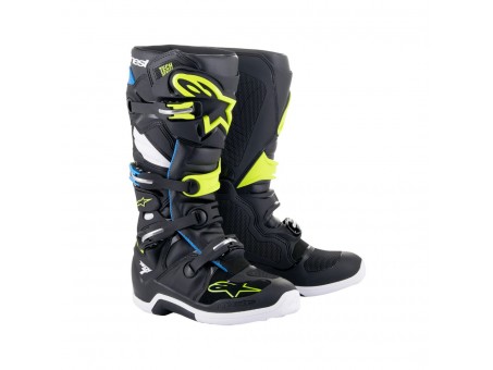 Cizme cross-enduro ALPINESTARS TECH 7 BOOT - Negru/Alb emailat/Albastru/Galben fluo