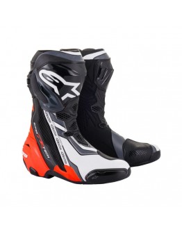 Cizme moto race Alpinestars Supertech R - Negru/Rosu fluo/Alb/Gri