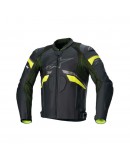 Geaca de piele Alpinestars GP PLUS R V3 RIDEKNIT - Negru/Galben fluo