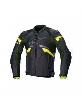 Geaca de piele Alpinestars GP PLUS R V3 RIDEKNIT - Negru/Galben fluo