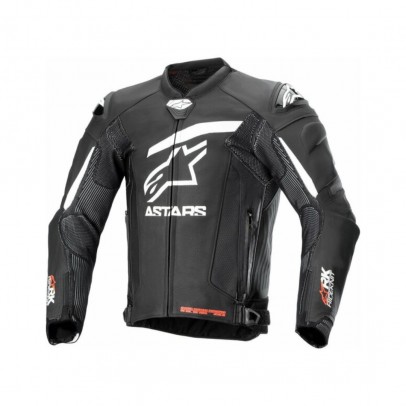 Geaca de piele Alpinestars GP PLUS R V4 RIDEKNIT Negru/Alb