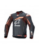 Geaca de piele Alpinestars GP PLUS R V4 RIDEKNIT 48 Negru/Rosu fluo