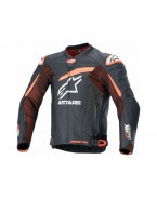 Geaca de piele Alpinestars GP PLUS R V4 RIDEKNIT 48 Negru/Rosu fluo