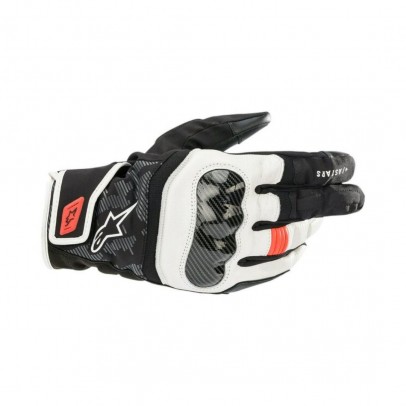 Manusi de piele sport impermeabile Alpinestars SMX-Z Drystar -  Negru/Alb/Rosu