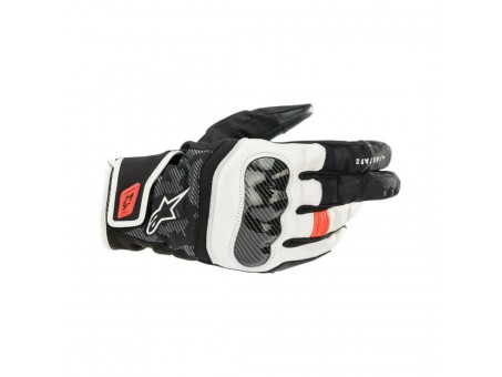 Manusi de piele sport impermeabile Alpinestars SMX-Z Drystar -  Negru/Alb/Rosu