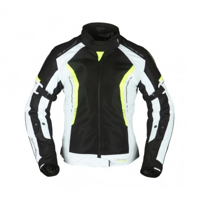 Geaca moto femei Modeka Khao Air Lady - Negru/Gri/Galben fluor