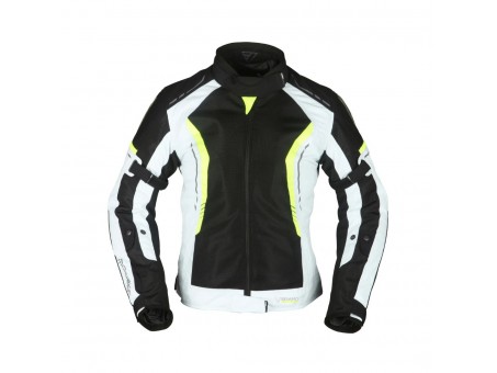 Geaca moto femei Modeka Khao Air Lady - Negru/Gri/Galben fluor