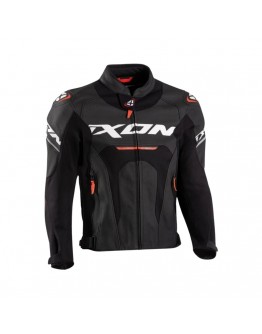 Geaca (jacheta) motociclete barbati piele Racing Ixon vara model Jackal JKT MS: Negru,alb,Rosu