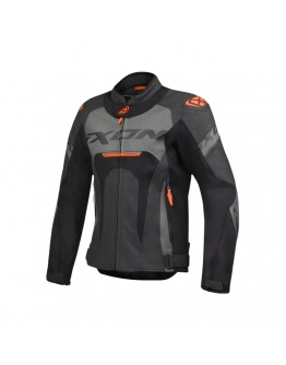 Geaca (jacheta) motociclete barbati piele Racing Ixon vara model Jackal JKT MS: Negru,Antracit,Portocaliu