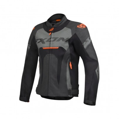 Geaca (jacheta) motociclete barbati piele Racing Ixon vara model Jackal JKT MS: Negru,Antracit,Portocaliu