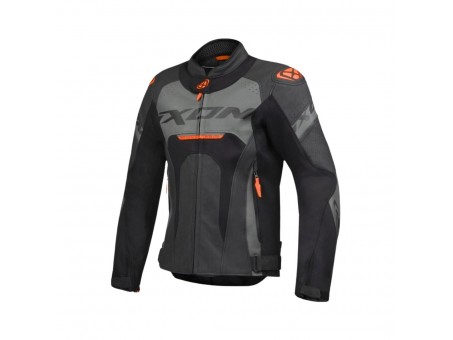 Geaca (jacheta) motociclete barbati piele Racing Ixon vara model Jackal JKT MS: Negru,Antracit,Portocaliu