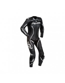 Costum (combinezon) motociclete femei piele Ixon vara model Vortex Lady LS: Negru,Alb