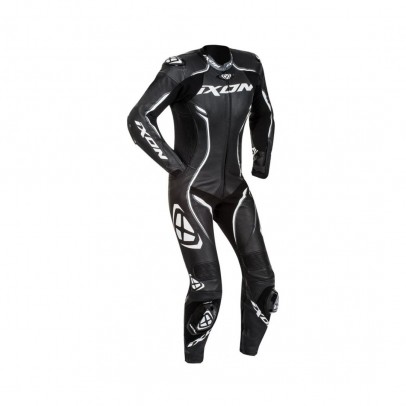 Costum (combinezon) motociclete femei piele Ixon vara model Vortex Lady LS: Negru/Alb