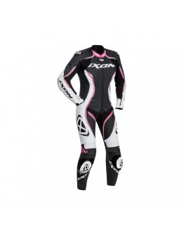 Costum (combinezon) motociclete femei piele Ixon vara model Vortex Lady LS: Negru,alb,Fucshsia (roz)