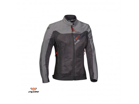 Geaca moto femei Racing/Roadster Ixon vara model Orion LS - Antracit/gri/rosu