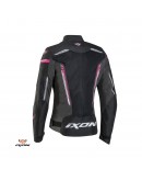 Geaca (jacheta) moto femei Racing/Roadster Ixon vara model Striker AIR WPL LS - Negru/Fuchsia (roz)