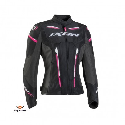 Geaca (jacheta) moto femei Racing/Roadster Ixon vara model Striker AIR WPL LS - Negru/Fuchsia (roz)