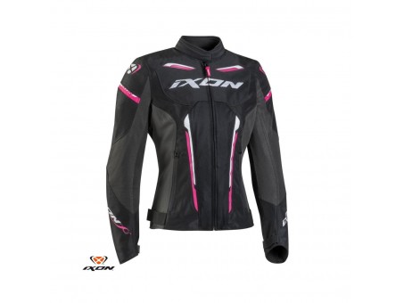 Geaca (jacheta) moto femei Racing/Roadster Ixon vara model Striker AIR WPL LS - Negru/Fuchsia (roz)